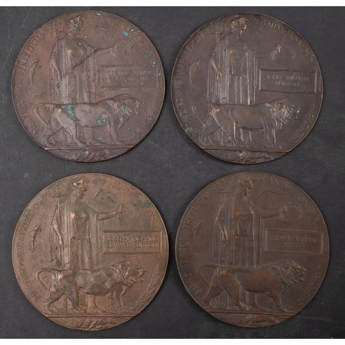 248 - Four WWI Memorial Plaques, with Commonwealth War Graves Commission research. '27278 George James Gor... 