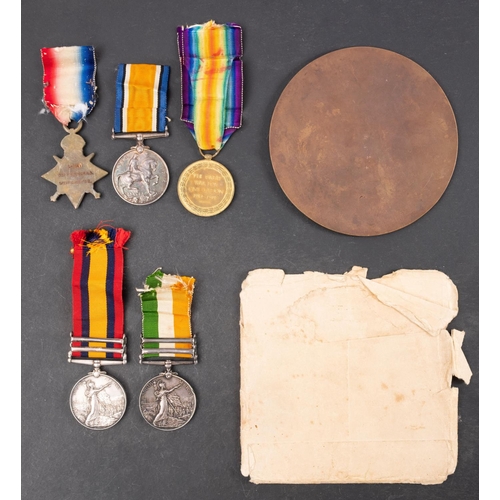 253 - A South Africa and WWI group of five to '6147 Pte C. Theobald RL. WT Surrey Regt'; Queen South Afric... 