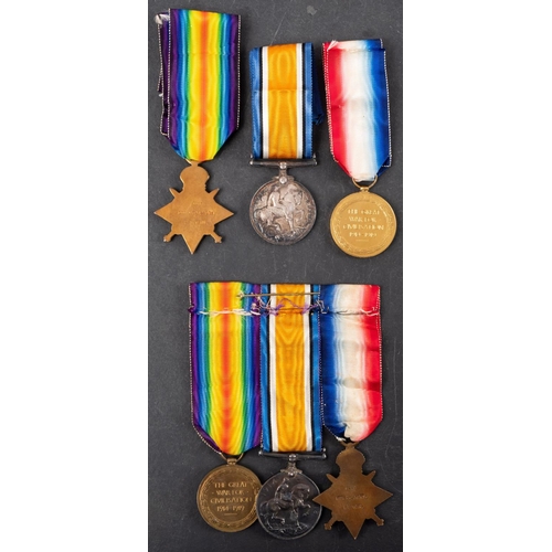 258 - Two WWI trios,  '9517 Pte J.R.W. Thompson SCO. RIF' '6296 Pte F.C. Hurt 1/LINC. R'