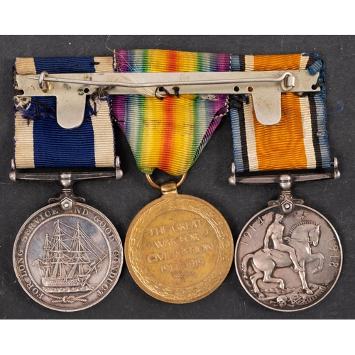 267 - A WWI trio to 'PO 215224 A J Jennings MNE RN', War Medal , Victory Medal and Gorge V Royal Naval LSG... 