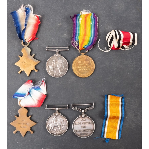 279 - Two WWI trios '5340 Pte. D.W Tait RAMC', 1914 Star, War Medal, and Army LSGC '91558 Dvr, A. GRUNDY, ... 