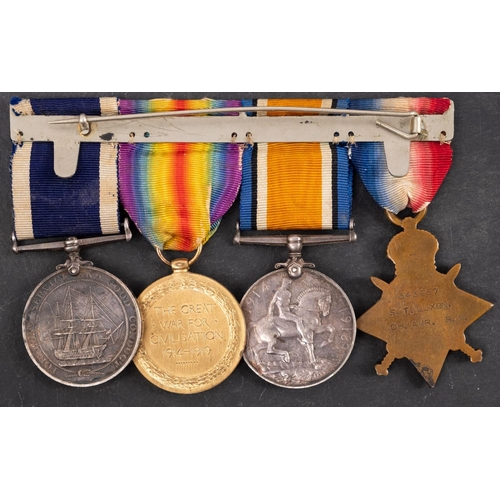 281 - A WWI group of four to '343257 S.T Luxton Act CHAMR. HMS Callipso', 1914-15 Star, War Medal, Victory... 