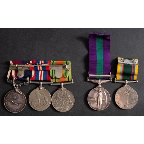 295 - A WWII trio to '365317 F/Sgt S.C. Sweetland RAF,' War Medal, Defence Medal, and Royal Air Force LSGC... 