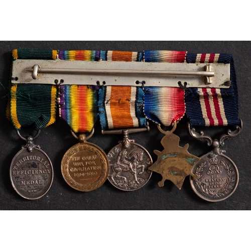 301 - A WWI Military Medal miniature group of five, Military Medal, 1914-15 Star, War Medal, Victory Medal... 