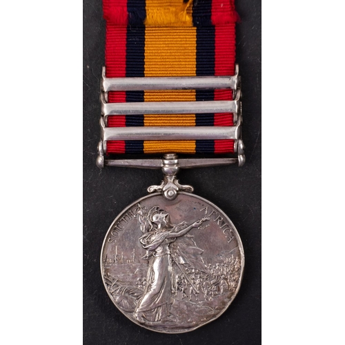 308 - A Queen's South Africa medal with three clasps to '15250 Pte R C Engledow RAMC'