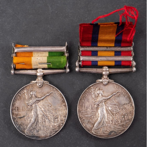 310 - A Boer War pair to '6031 Pte C Grafton Devon Regt', Queens South Africa (ghost dates) with two clasp... 