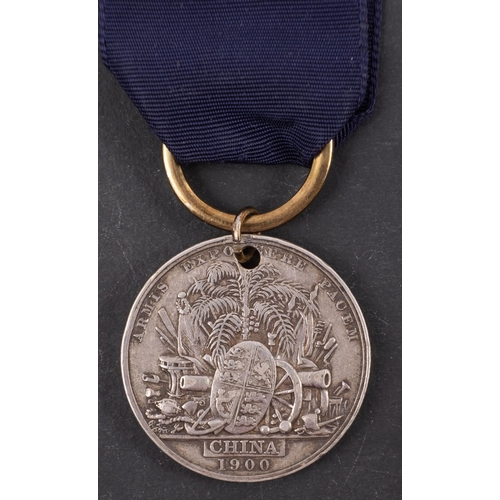 316 - A China War Medal, 1900, renamed to  'T H Trewin Sto HMS Undaunted', (poor condition, suspension mis... 