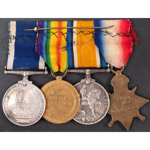 324 - A WWI group of four to ' M1573 H F Merrifield ERA 4 RN' 1914-15 Star, War Medal, Victory Medal and R... 