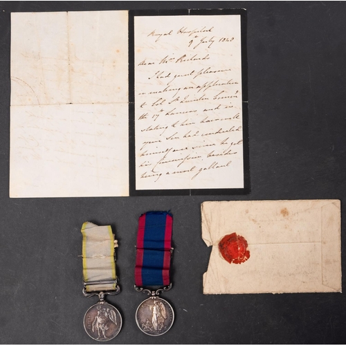 333 - A Sutlej Medal, Sobraon 1846 to ' Cornet Wm, F Richards 9th Lancers' together with an unnamed Crimea... 