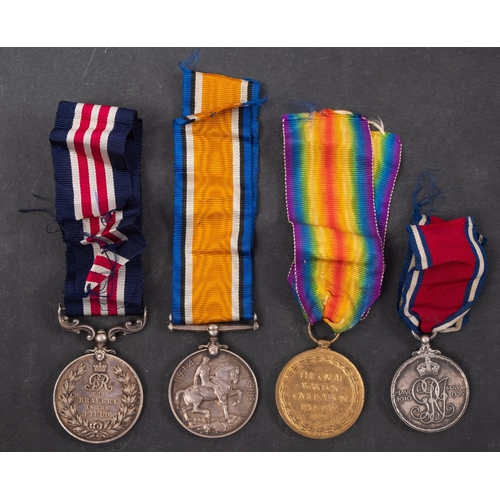 338 - A WWI Military Medal group of four to '24832 Pte  S J Rabbage 10'D of Corn LI', Military Medal , War... 