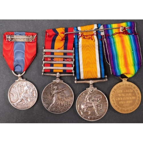 349 - A South Africa & WWI group of  four to '2115 Gnr R  J Balcombe  5th ED  RGA', Queen's South Africa M... 