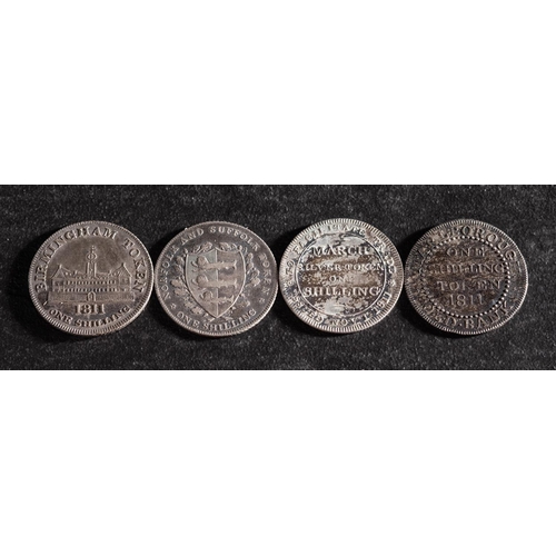 39 - Four shilling tokens, all 1811 including Marlborough.