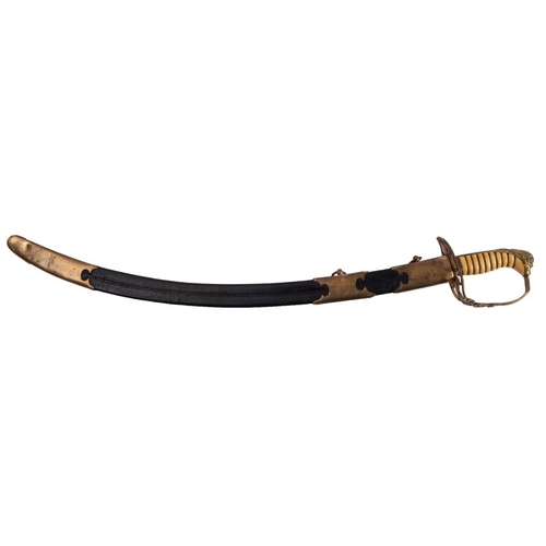 402 - An 1803 pattern British Infantry Flank Officer's sword, the slightly curved single edge fullered bla... 