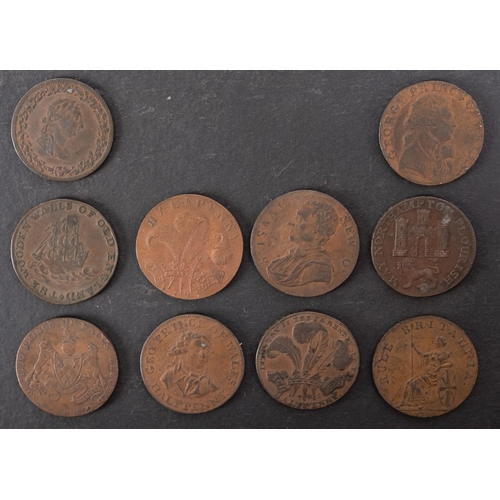 50 - Ten copper 18th Century trade tokens.