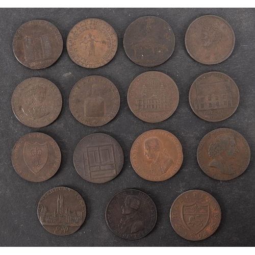 51 - Fifteen copper 18th Century trade tokens.