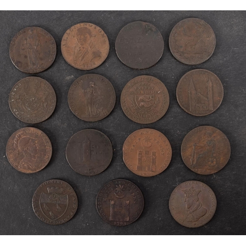 51 - Fifteen copper 18th Century trade tokens.