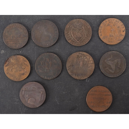 57 - Ten 18th Century halfpenny copper tokens.