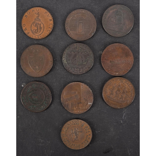 58 - Ten 18th Century halfpenny tokens.