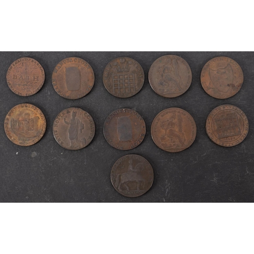 59 - Ten 18th Century halfpenny tokens.