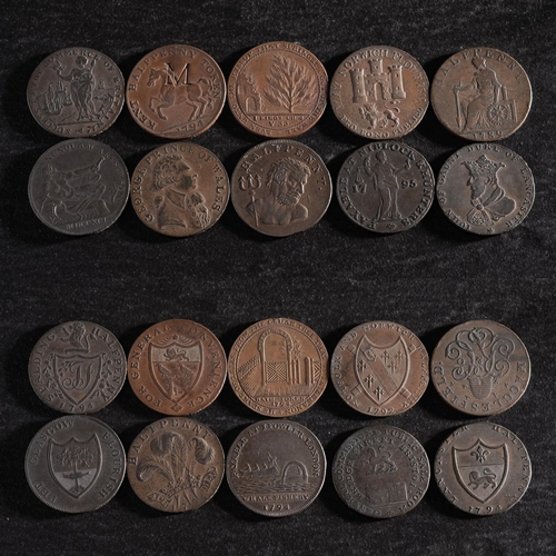 60 - Ten 18th Century halfpenny tokens.