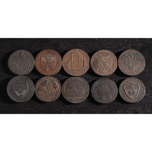 60 - Ten 18th Century halfpenny tokens.