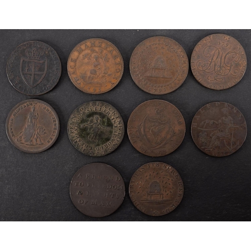 61 - Ten 18th Century halfpenny tokens.