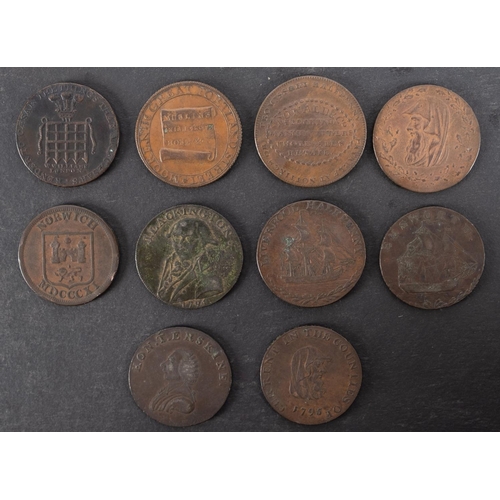 61 - Ten 18th Century halfpenny tokens.