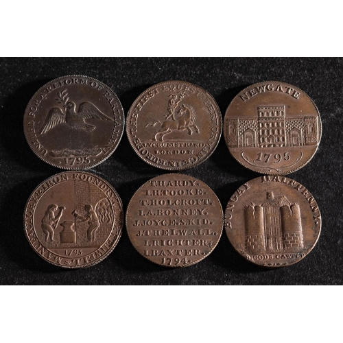 63 - Six high grade 18th Century halfpenny tokens.