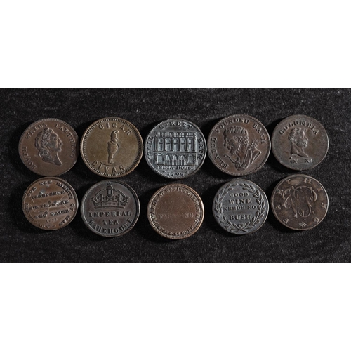 65 - Ten farthing tokens.