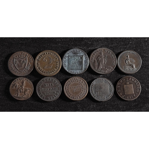 65 - Ten farthing tokens.