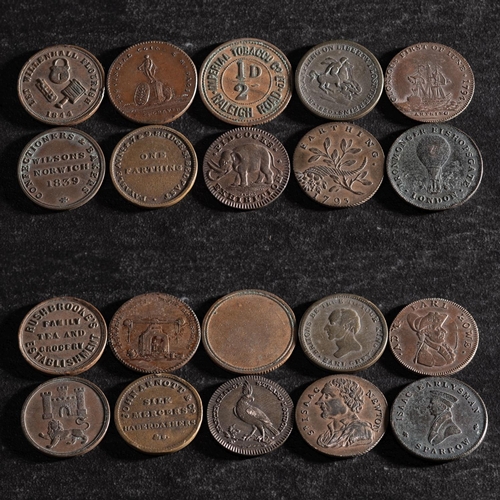 67 - Ten farthing tokens.