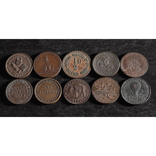 67 - Ten farthing tokens.