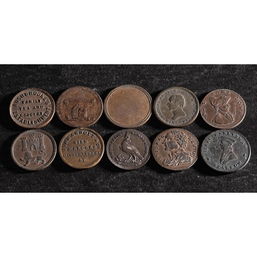 67 - Ten farthing tokens.