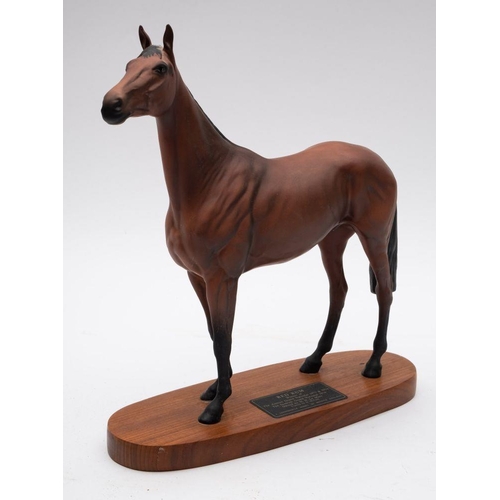513 - Beswick Horse, Red Rum on Wooden Plinth, model 2510, Height 30cm