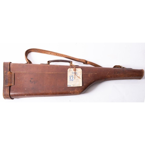 569 - A brown leather leg-o-mutton gun case, to fit 30 inch barrels, 78.5cm long.