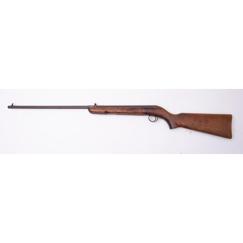 622 - A BSA .177 calibre air rifle, serial number 'CA42855' on a plain semi pistol stock, 108cm long.