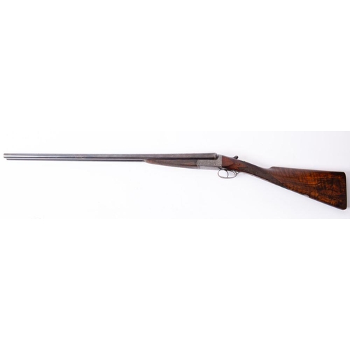 627 - A 16 bore side by side shotgun, maker William Ford, serial number '10008' 28 inch barrels over scrol... 