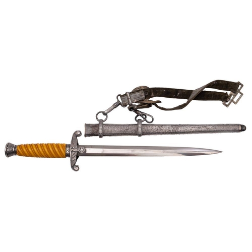 661 - A German Army dagger, maker SMF Solingen, the straight double edge blade with maker's mark as per ti... 