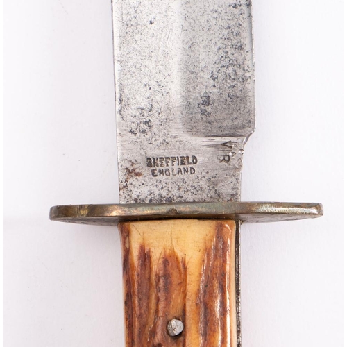 675A - A late 19th century English Bowie knife,maker Jonathan Crookes Sheffield, The blade stamped as per t... 