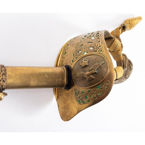 723 - A George V  RAF Officer's sword, gilt brass pierced guard decorated with eagle, crown and 'GR' ciphe... 