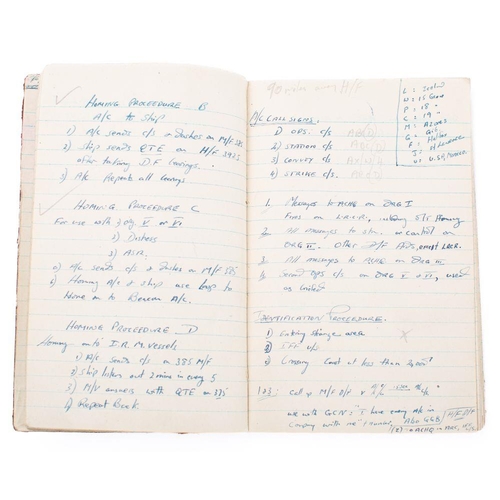 749 - A WWII Flying Boat  training notebook belonging to H S P Munro, containing manuscript notes on Navig... 