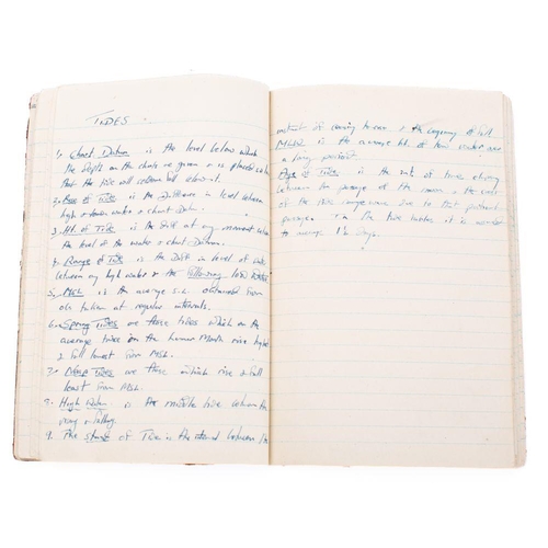 749 - A WWII Flying Boat  training notebook belonging to H S P Munro, containing manuscript notes on Navig... 