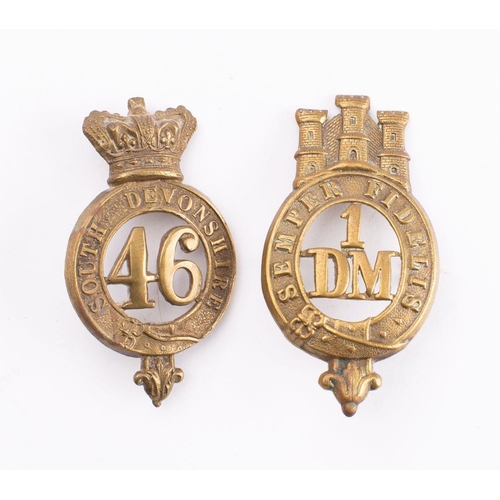 764 - A 46th Regiment of Foot (South Devonshire) Glengarry badge with Queen's crown, together with a 1st D... 