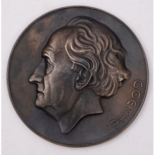 794 - A Third Reich Period Bronze Gothe Medal for Arts and Sciences, presented to Dr Emil Haselhoff, obver... 