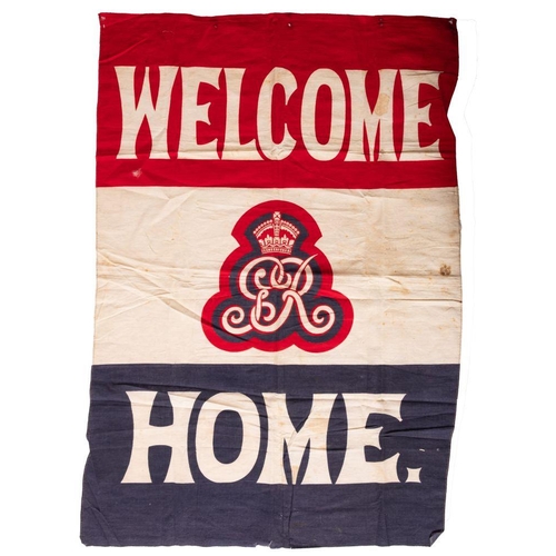 799 - A WWI period 'Welcome Home' flag .8 x 52cm