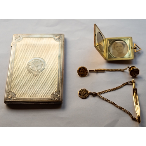 542 - Of Early Telephone Interest. Herbert E Shreeve (1873-1942) A 14k gold square locket initialled 'HES;... 