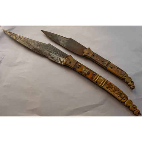 667 - A 19th-century Spanish Navaja folding knife, maker Beauvoir, the 6in. clipped-back blade, stamped wi... 