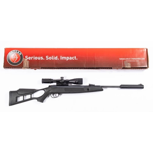 578 - A Hatsan .22 calibre air rifle,  serial number 1015 08079. with moderator and black composite open s... 