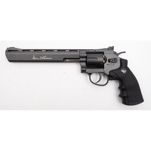 585 - A Dan Wesson  .177 calibre CO2 air pistol revolver,  8 inch barrel with six round .375 chamber, seri... 