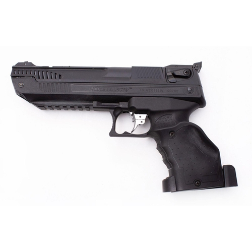 590 - A Webley Alecto .22 calibre air pistol serial number 'TR AT011W 00782', black plastic frame and ergo... 